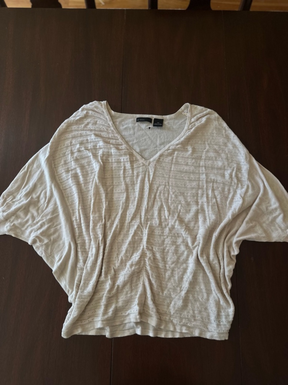 Lightweight V-Neck Batwing Top - White